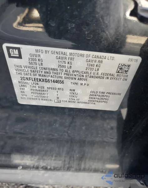 2016 Chevrolet Equinox Ls z USA, uszkodzony, nr VIN 2GNFLEEKXG6144656